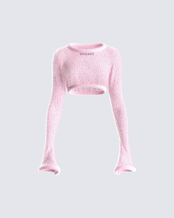 pink crochet crop sweater