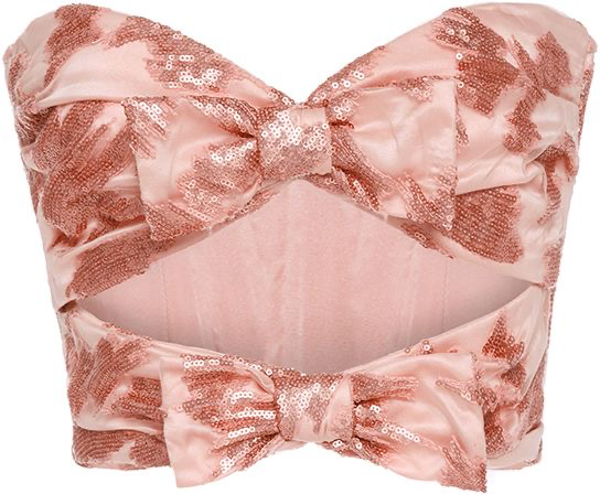 pale pink crushed velvet bow crop top