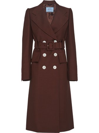 Prada Double-Breasted Belted Coat Ss20 | Farfetch.com