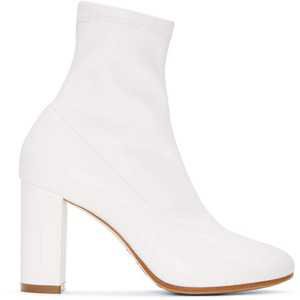 White Pump-Sock Ankle Boots
