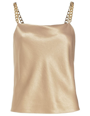 cream silky camisole with gold chain straps
