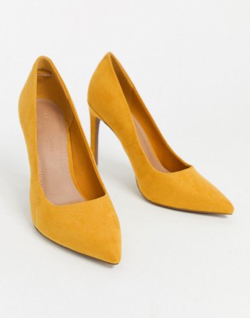 ASOS DESIGN Porto pointed high heeled court shoes in mustard | ASOS