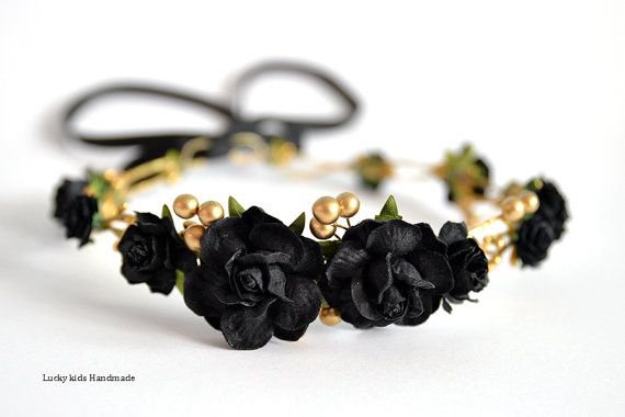 black flower crown