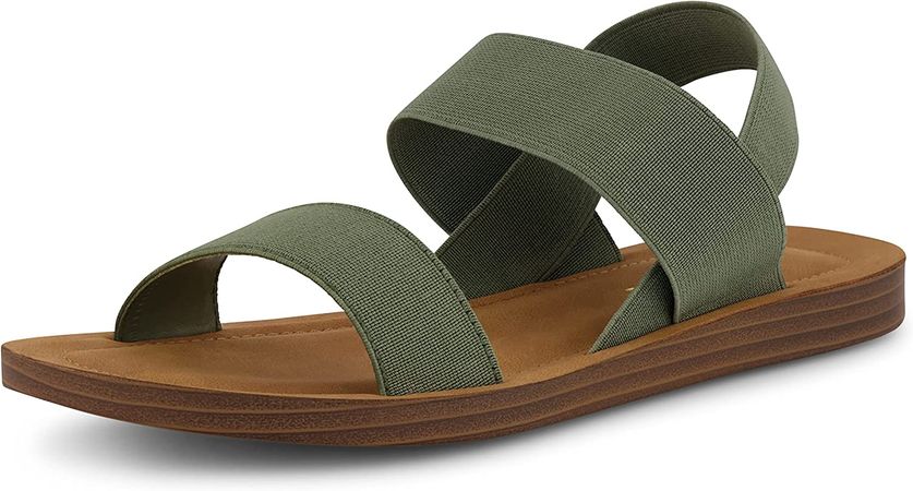 Amazon.com | CUSHIONAIRE Women's Ina stretch sandal +Memory Foam, Khaki 8 | Slides