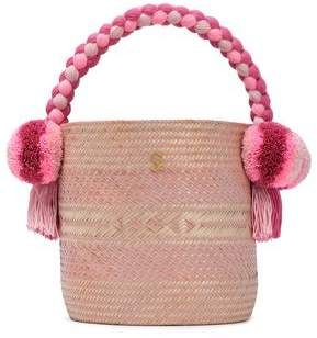 Kesenia Embellished Woven Straw Bucket Bag