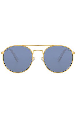 Le Specs Revolution in Bright Gold & Blue Smoke Mono | REVOLVE
