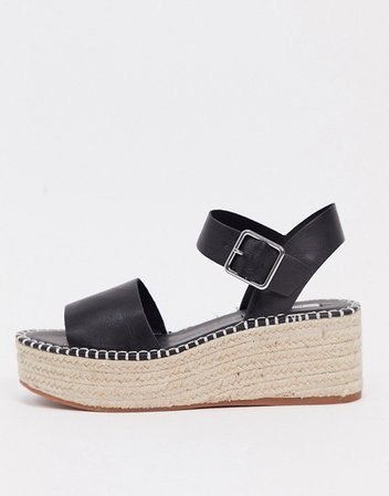 Pull&Bear flatform espadrille sandals in black | ASOS