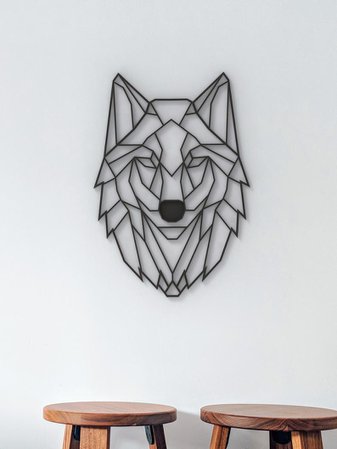 Geometric Wolf Hanging Wall Art Wolf Wall Decor Wolf | Etsy