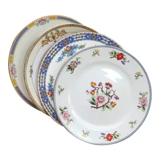 mismatched china plates