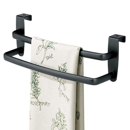 mDesign Modern Kitchen Over Cabinet Strong Steel Double Towel Bar Rack - Hang on Inside or Outside of Doors - Storage and Organization for Hand, Dish, Tea Towels - 9.75" Wide - Matte Black: Amazon.ca: Home & Kitchen