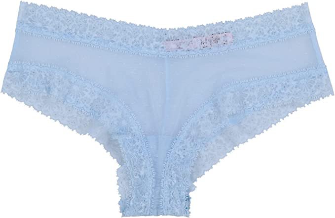 Victoria's Secret Panties Sheer Shimmer Lace Cheeky (XS, Light Blue) at Amazon Women’s Clothing store