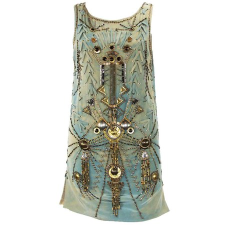 New Versace Sexy Fully Studded Beaded Watercolor Mini Silk Dress It.38 For Sale at 1stdibs