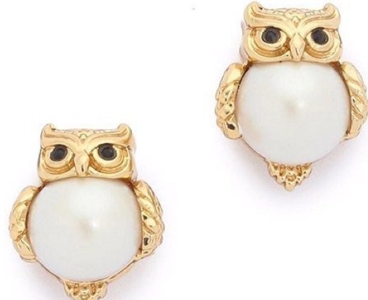 pearl owl earrings