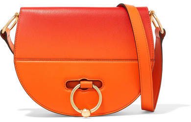 Latch Dégradé Smooth And Textured-leather Shoulder Bag - Orange