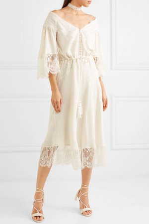 Etro | Lace-paneled silk-jacquard midi dress | NET-A-PORTER.COM