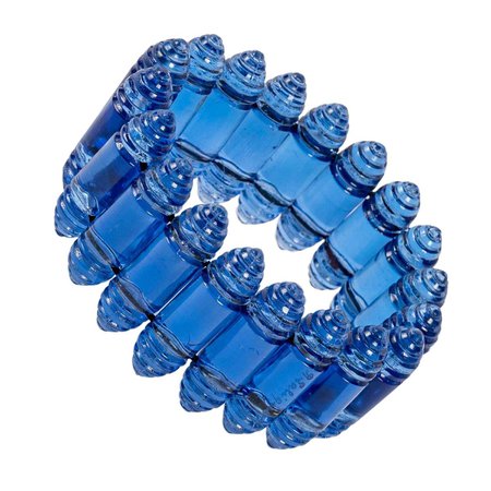 1928 René Lalique Renaissance Art Deco Navy Blue Glass Bracelet