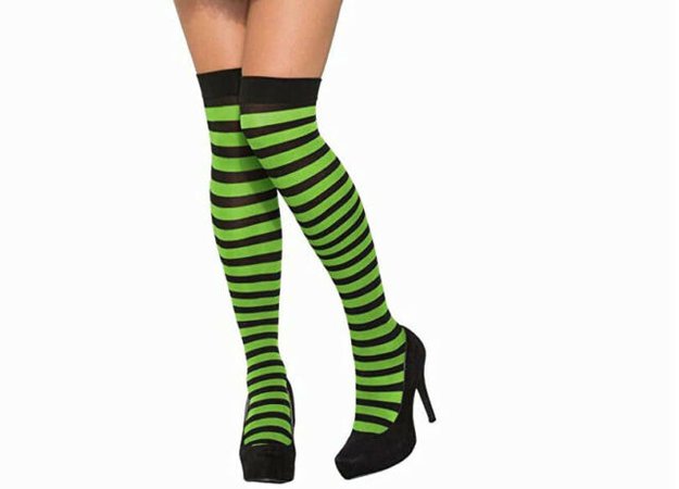 Green and Black Striped Stockings