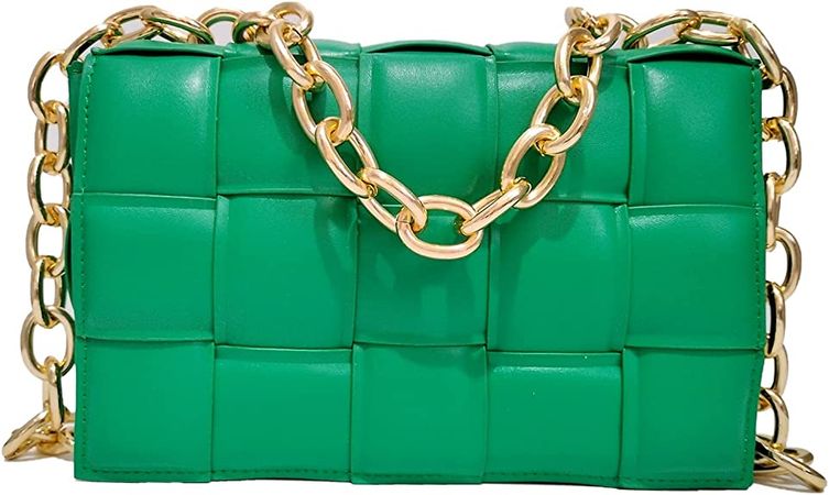 Ling Chuang Woven Crossbody Handbag Purse for Women, Chain Woven Leather Small Handbags Clutch Square Bag Weave Chain Shoulder Bags…: Handbags: Amazon.com