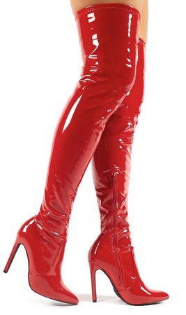 Red patent heeled boots