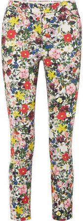 Sidney Floral-print Stretch-cotton Slim-leg Pants - Yellow