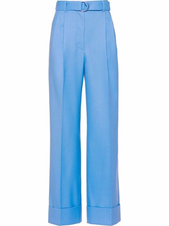 Shop Miu Miu Levantina belted high-waisted trousers with Express Delivery - FARFETCH
