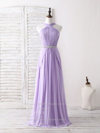 Purple chiffon long prom dress purple bridesmaid dress – shopluu