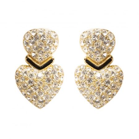 Dior - Vintage crystal heart dangle earrings - 4element