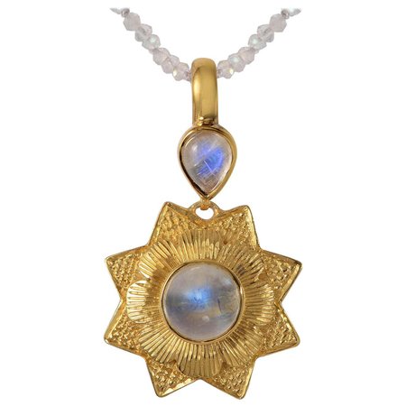 Emma Chapman Moonstone Gold Plate Statement Pendant For Sale at 1stDibs
