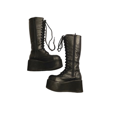 demonia thrashville black leather platform boots
