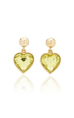 80's Gold-Plated Stone Heart Earrings By Oscar De La Renta | Moda Operandi