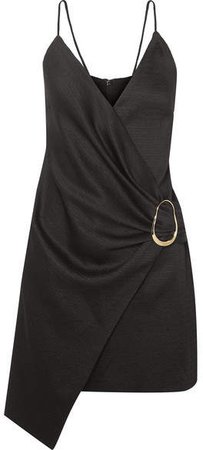 Cushnie - Cloqué Wrap Mini Dress - Black
