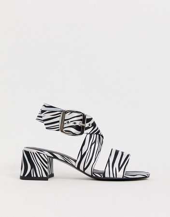 ASOS DESIGN Hip Hop heeled sandals in zebra | ASOS