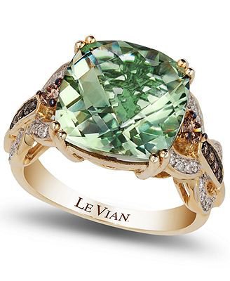 Le Vian Green Amethyst and Diamond Ring in 14k Gold