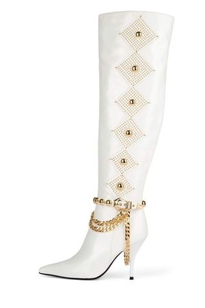 white and gold diamond boots