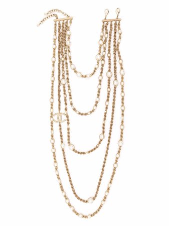Chanel Pre-Owned 2018 CC pearl-embellished multi-chain Necklace - Farfetch
