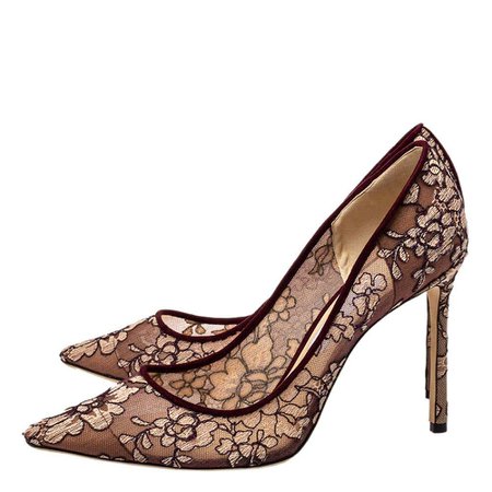 Jimmy Choo Brown Mesh And Fabric Romy Pumps Size 41 For Sale at 1stDibs