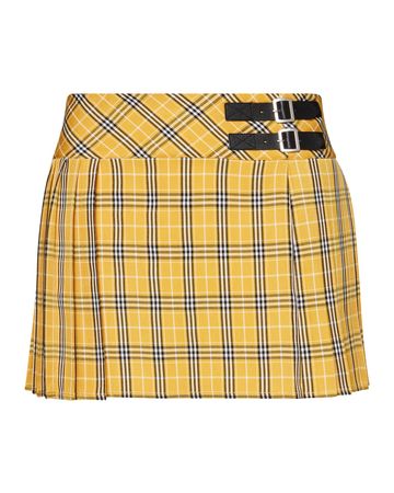 CHER Plaid Skirt Yellow | Women's Pleated Mini Skirt – Steve Madden