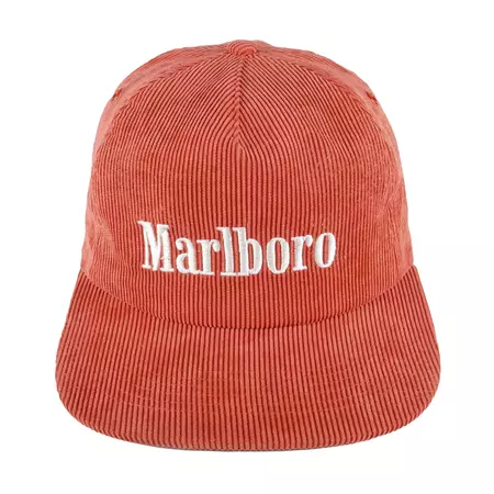 Vintage (Habitat Inc) - Red Marlboro Corduroy Snapback Hat 1990s OSFA – Vintage Club Clothing