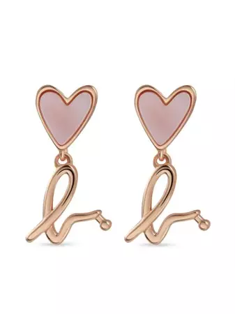 Agnès b. 18kt rose-gold Plated Logo Heart Earrings - Farfetch