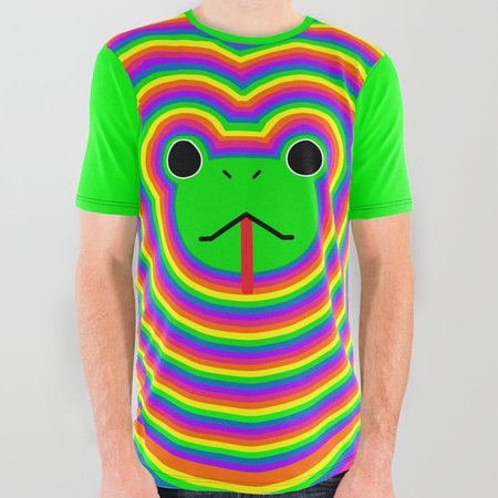 trippy rainbow frog All Over Graphic Tee by rainbowraver666 | Society6