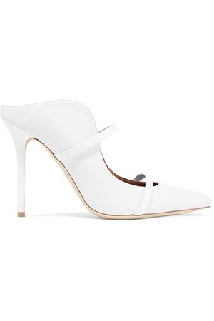 Malone Souliers | Maureen 100 patent-trimmed leather mules | NET-A-PORTER.COM