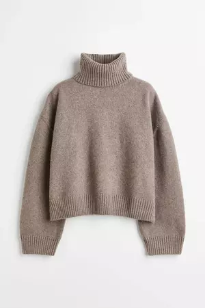 Oversized Turtleneck Sweater - Dark taupe - Ladies | H&M CA