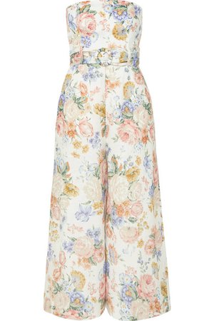 Zimmermann | Bowie strapless floral-print linen jumpsuit | NET-A-PORTER.COM