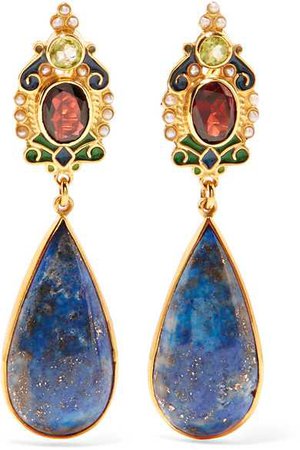 Percossi Papi | Gold-plated and enamel multi-stone earrings | NET-A-PORTER.COM