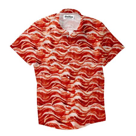 Bacon Invasion Short-Sleeve Button Down Shirt - Shelfies