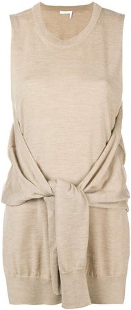 knot-detail sleeveless knitted top
