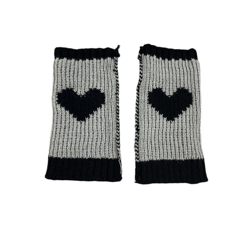 grey & black heart knit fingerless gloves @julia866 depop
