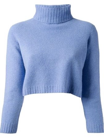 Blue Knit Turtleneck Sweater