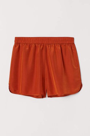 Silk-blend Shorts - Orange