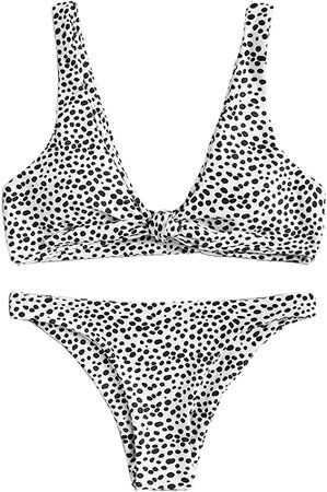 SweatyRocks Women's Sexy Bikini Swimsuit Tie Knot Front Leopard Print Swimwear Set Multi L : Clothing, Shoes & Jewelry